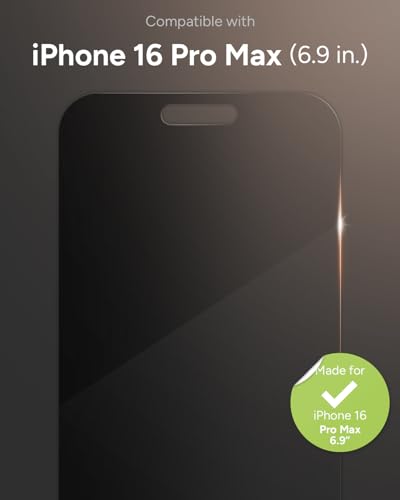 Image of ZAGG Glass Elite Privacy Screen Protector for iPhone 16 Pro Max - 2-Way Privacy Filter, Ultra-Strong Tempered Glass, 5X Stronger, InvisibleShield, Smudge-Free, Easy Install, Recycled Content