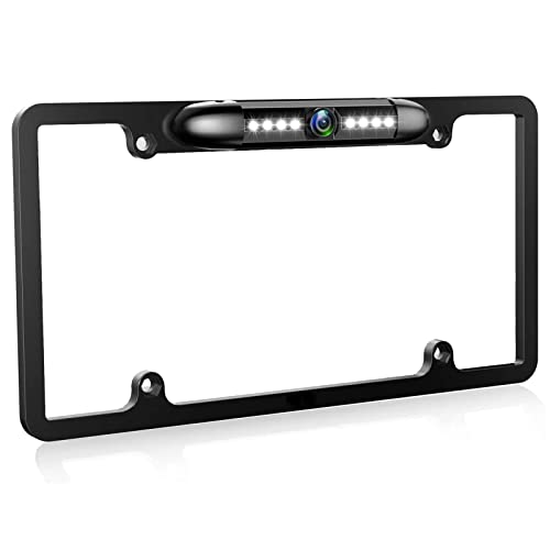 Audio Para Autos, Wireless Camara de Reversa para Auto,Cámara de Visión Trasera para Placa de Matrícula Nocturna HD con 8 LED Ángulo de Visión de 170° ,Cámara Reversa Inalámbrica...