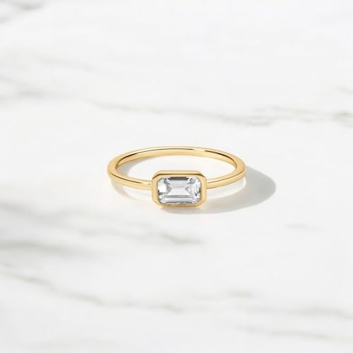 Baguette Ring, Rectangle Ring, Bezel Set Gifts, Bezel Set Engagement, Emerald Cut, Gift for Her, Dainty Surprise, Minimalist Jewels Christmas Gift2