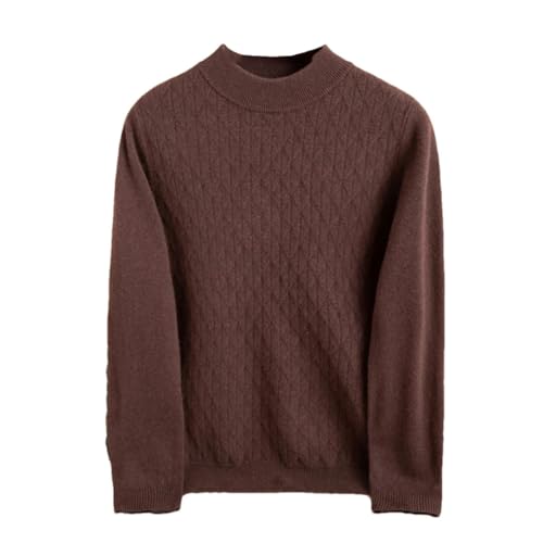 Men Business Sweater Knitted Half Height Neck Long Sleeve Diamond Pattern Style Anti Pilling Thick Pullover