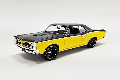 1966 Pontiac GTO Restomod, amarillo y negro modelo 1:18 miniatura 1