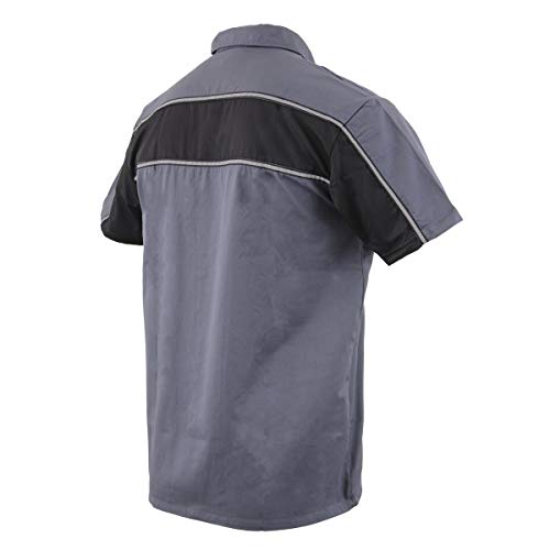 Milwaukee Leather MDM11671.149 Men's Grey and Black Button Up Heavy-Duty Work Shirt for | Classic Mechanic Work Shirt2