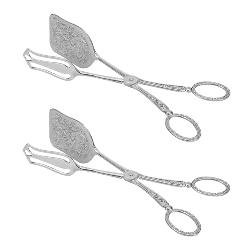2PCS Silver Serving Tongs, 9.1x2in (2PCS, Silver)