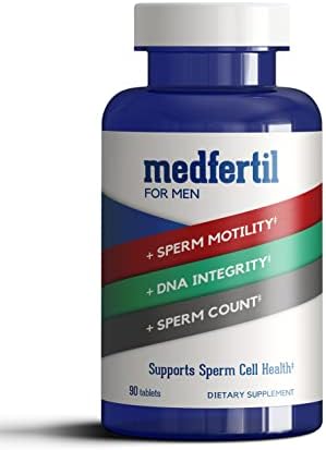 Medfertil for Men Dietary Supplement (90 ct) with L-Carnitine, Vitamin C, E, B12, Folate, Zinc, Selenium, and Co-Q10 / once a day tablet/ 3 month supply/ Elan Healthcare