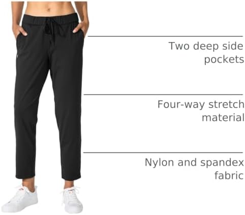 G Gradual Women's Pants with Deep Pockets 7/8 Stretch Sweatpants for Women Athletic, Golf, Lounge, Work (Black, Medium) — view 3