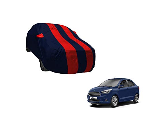 Image of Auto Hub Car Cover Compatible with Figo Aspire with Weather Proof, Mirror Pocket, Triple Stitched, Figo Aspire Car Cover- Navy-Red