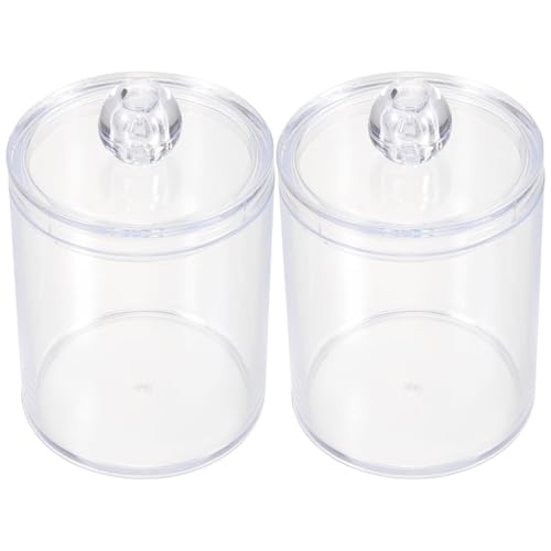 IMIKEYA Boîte de Rangement Lot de 2 Pièces en Acrylique Lisse , Design Élégant pour Cotons-tiges et Disques de Coton pour Organiser de Bain