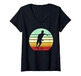 Mujer Grupo de Jugadores de Fútbol Antiguo Balón de Juego Retro Fú Camiseta Cuello V