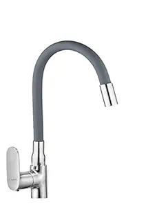 Aquieen Flexi Series Brass, Copper Swan Neck with Flexible Spout Basin Tap Cuff - [Grey]