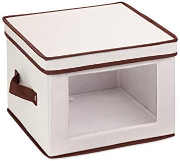 Honey-Can-Do SFT-02063 Natural Canvas Soft Storage Box, Medium Window Box 12x12