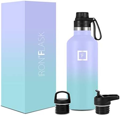 IRON °FLASK Sports Water Bottle - 32 oz, 3 Lids (Straw Lid) - Leak Proof, Durable Double Walled Stainless Steel - Gym Bottles for Men, Women & Kids - Insulated Thermos, Hot & Cold Hiking Canteen