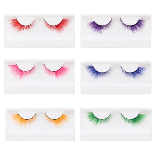 LQIOACU 6 Pares Multicolor pestañas postizas, Pestañas postizas naturales, Pestañas carnaval, Para Festivales, Eventos, Fiestas y Maquillaje Diy