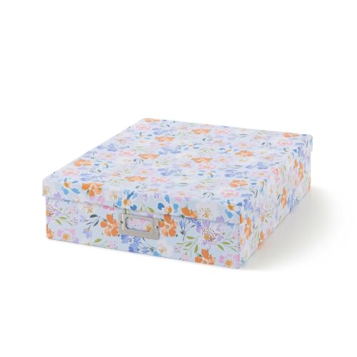 Soul & Lane Scrapbooking Storage Box: 14.8 × 13.0 × 3.7 In, Large Keepsake Organizer for Photos, Memorabilia, and School Memories, Decorative Scrapbook Storage, Letter Box with Lid, Lavender Meadow