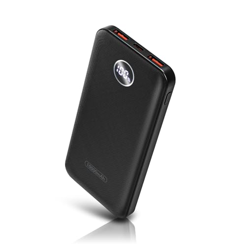 Byobyc Portable Charger, Compact 10000mAh Power Bank with Type-C Cable, 22.5W Fast Charging External Battery Pack with LED Digital Display for iPhone and Android Black
