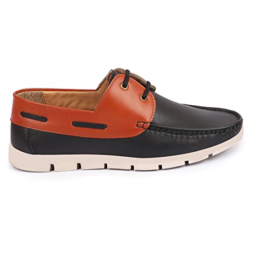 Image of FAUSTO Men's Side Lace Stitched Lace Up Boat Shoes