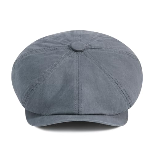 BOTVELA Boné masculino Newsboy Gatsby de algodão vintage Flat Ivy taxista, Cinza, 7 1/4