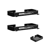 Bexarion Shower Caddy Adhesive, 3 Pack Rustproof 304 Stainless Steel Bath Organizers, No-Drill Shower Shelves Soap Holder for Bathroom Storage, Black