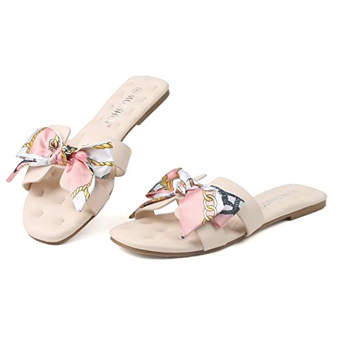 Musshoe Flat Sandals For Women Dressy Bowknot Women Sandals, Pink 10 #TOP11