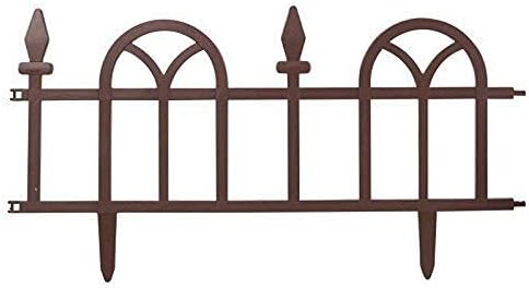Flexible Garden Lawn Grass Edging Picket Border Panel Plastic Wall Fence (Brown - Set of 4-2.4M)