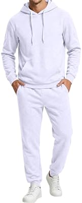 ASUIU Men's Sweatsuit Gym 2-Piece Outfit – Drawstring Hooded Sweatshirt & Sweatpants for Winter Athl...