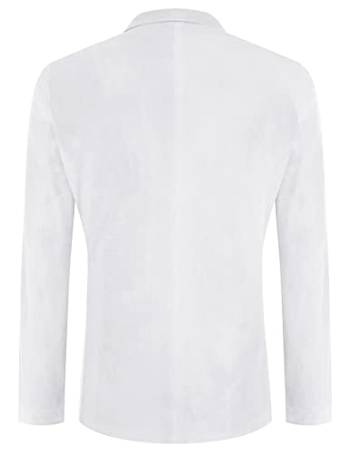 Coofandy Men's Retro Velvet Blazer Prom Suit Velvet Sport Jacket Christmas Blazer White #TOP2