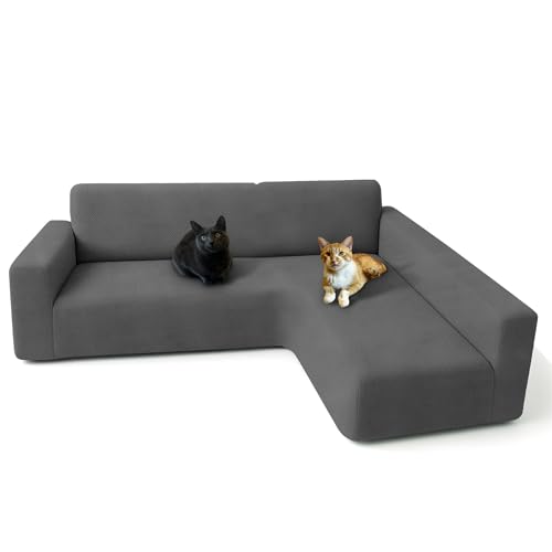 FOCARIS Home Funda Sofa Chaise Long Brazo Largo Derecho Negra Gris