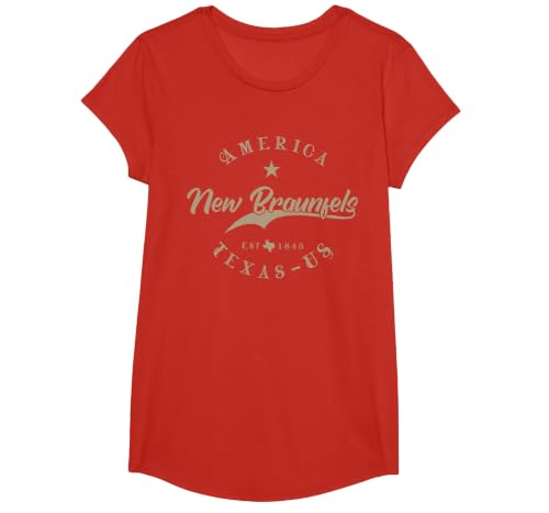 New Braunfels TX | Texas T-Shirt, Girls, Red, Medium