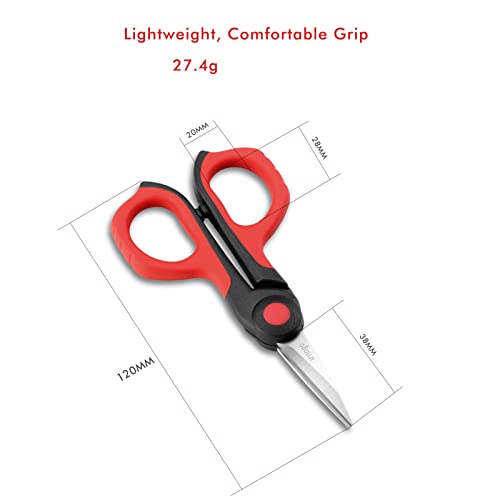 Livingo 4.5” Small Sharp Embroidery Scissors, Precise Detail Pointed Tip Stainless Steel Shears For Cutting Fabric, Needlework Thread Yarn Craft Sewing, Scrapbook, Paper, 2 Pack Red/Black #TOP1