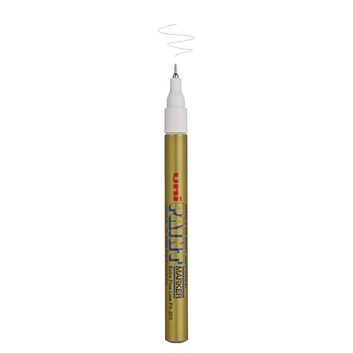 Uni-Ball Uni Paint PX-203 Oil-Based Paint Markers, Extra Fine Line (0.8mm), Gold, 2 Count