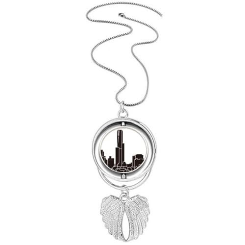Collier ailes d'ange et pendentif gratte-ciel de la ville australienne pour style chic