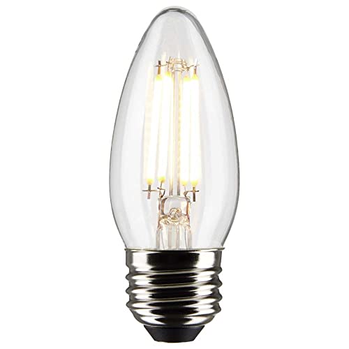 Satco S21284 B11 LED Filament Candle Light Bulb, Clear Finish, 4 Watt 120V, 2700K Warm White, 350 Lumen, E26 Medium Base, Dimmable, Wet Location, 6 Pack by Satco - Image 2