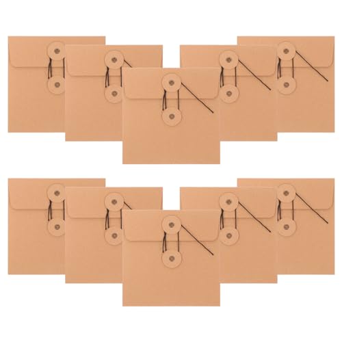Lurrose 10pièces Lot De Pochettes De Rangement Cd Dvd Papier Kraft Résistant Enveloppes De Stockage Pratique Pour Domicile Et Bureau Protège-disques Réutilisables