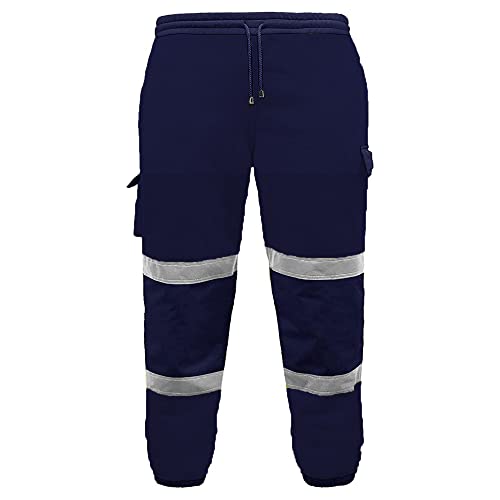 GA COMMUNICATIONS HI VIZ VIS Jogging Bottoms Work WEAR Safety Trousers Fleece Joggers Sweat Pants[Navy,XL]
