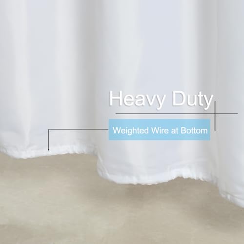 Image of Fabric Stall Shower Curtain Liner 48 x 72 Inch Washable Heavy Duty Bathroom Waterproof White Cloth Shower Liner for Single Spa and Hotel Quality, 48x72 Inch, White