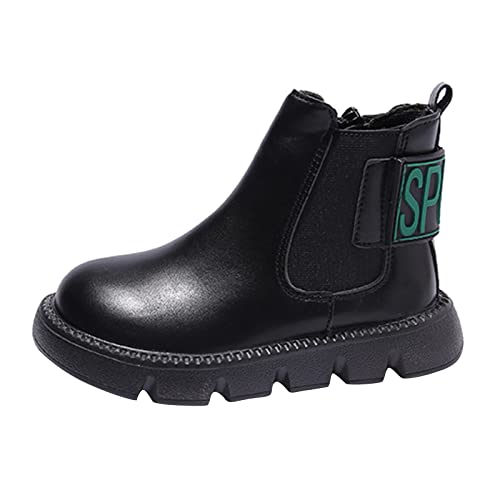 Egmy Kids Shoes Solid Color Short Boots Shoes Fashion Non Slip Breathable Nude Women Boots Kids Warm (Black, 3 Big Kids)