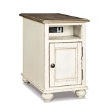 Signature Design by Ashley Realyn Narrow End Table with Charging Station, Chairside End Table, Wood...