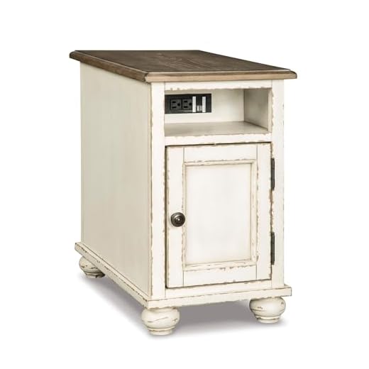 Stylish Narrow End Table with Charging Ports