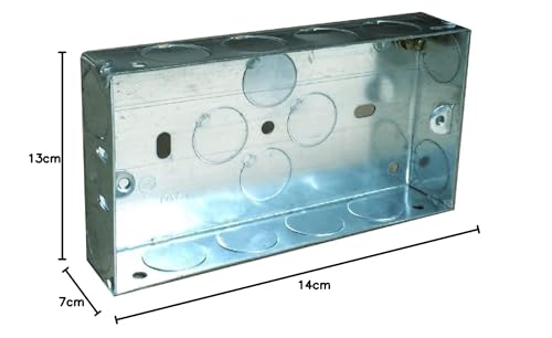 5 x Double Metal Back Box 25mm Flush Wall Pattress / 2 Gang Electrical Sockets, grey - Image 4