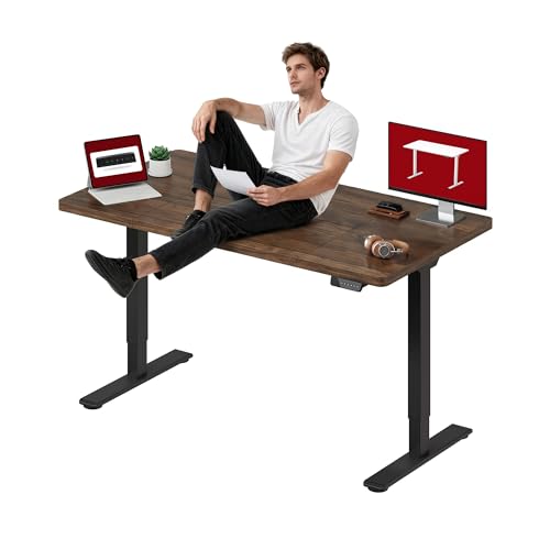 Image of SANODESK Dual Motor Electric Standing Desk 63 x 28 Inches, Height Adjustable Sit Stand Desk with Large Splice Board for Home Office, Computer Workstation, Study & Gaming, Black Frame /Black Walnut Top