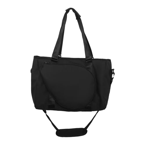 KiBcsLic Badminton Racket Shoulder Bag, Badminton Tote Bag, with Zipper Portable Handbag for Women Men for Squash Racquets Clothes Outdoor, Black