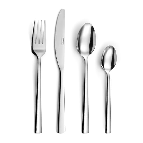 PRADEL ESSENTIEL - Ménagère 24 couverts de table pour 6 personnes - Infinity - Acier Inoxydable 18/0, Finition Brillante - Inox (Epaisseur 2 mm)