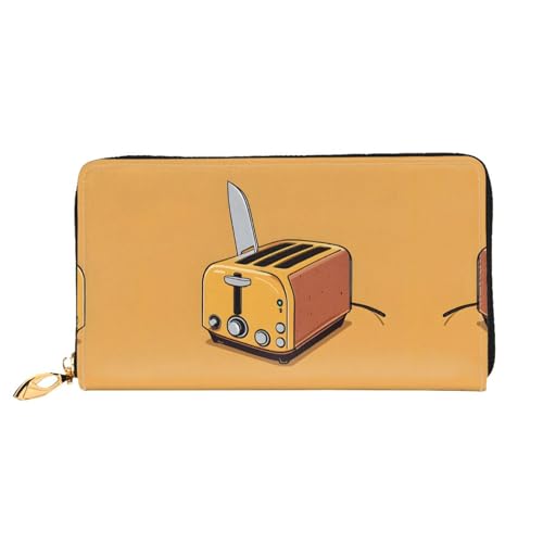(Cute Crying Chainsaw) Print Women's Long Wallet Clutch with Zipper Multiple Card Slots Coin Pocket Elegant Ladies Purse