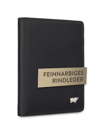 BRAUN BÜFFEL - Ausweishülle Kartenhalter Herren aus echtem Rindleder Golf 2.0 - Cardholder Ausweisetui mit 6 Kunststoffhüllen & 4 Kartenfächer für Ausweis, Führerschein, Visitenkarten etc. - Schwarz