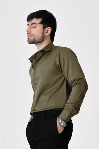 Image of BEYOURS Men's Full Sleeve Shirt Regular Fit Spread Collar 100% Cotton Satin Office & Formal.