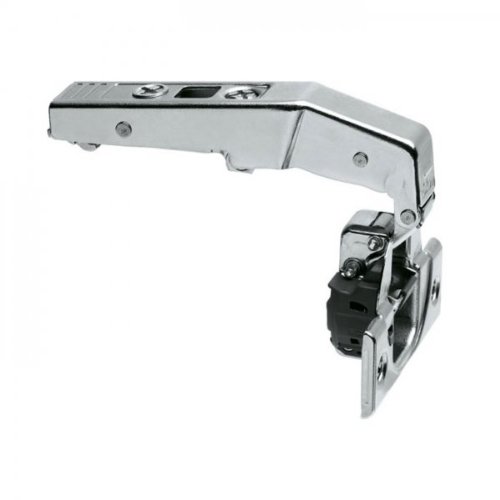 Blum, Clip Top Blumotion 95D Inset Blind Corner Hinge, Self Closing, Screw-On. Mounting Plate Needed, Blum Steel/Zinc 9.5-milllimeter Clip Face Frame Mounting Plate Recommended.