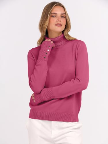 ANRABESS Turtleneck Sweaters for Women Long Sleeve Tops, Hot Pink, XS — view 2