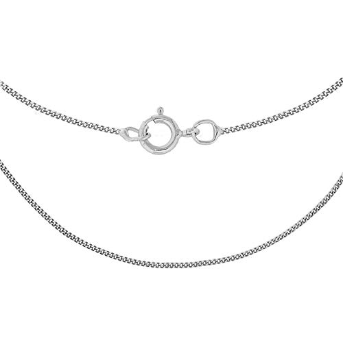 CARISSIMA Femme 9 ct Or Blanc Chaîne Curb Diamantée 0.8 mm 46 cm/18 Inch