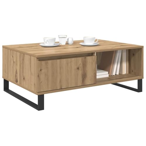 vidaXL Table Basse Chêne Artisanal 90 x 60 x 35 cm Bois d'ingénierie, Table Basse Chic, Salon Moderne, Accent en Bois, mobilier Design Durable en Bois...