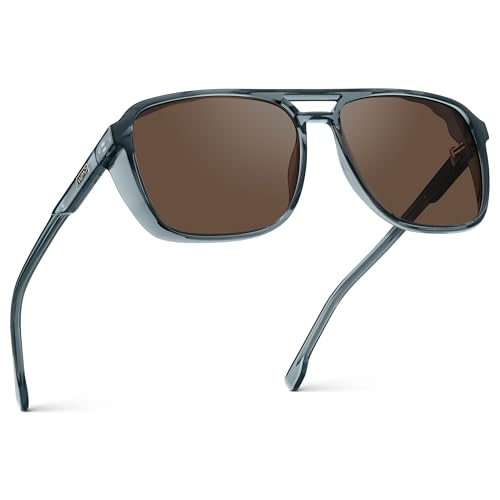 Image of WearMe Pro Harvey Men's Polarized Sunglasses, Modern Square Aviator Style | Shatter-Resistant Lens, Durable Lightweight Build, 5-Barrel Metal Hinges, Includes Microfiber Pouch for Cleaning /Storage