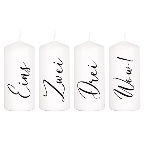 Herz & Heim® Stumpenkerzen Set als Adventskranz mit Wunschtexten...